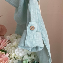 Bluza cu glugă din mușelină pentru copii, culoare albastru – 100% bumbac