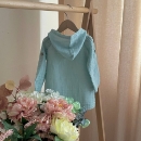 Bluza cu gluga din muselină pentru copii, albastru deschis – bumbac 100% (3)
