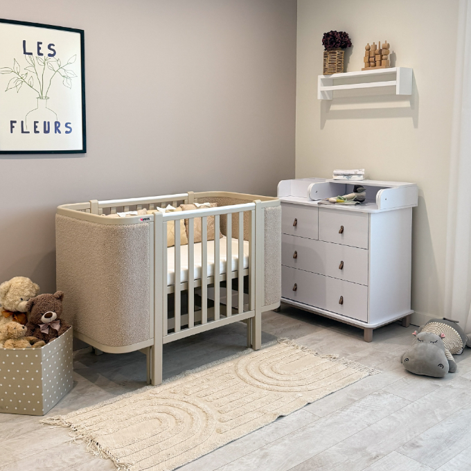 Patut bebe tapitat bucle co-sleeping Victoria 120 × 60 cm – Cappuccino (1)