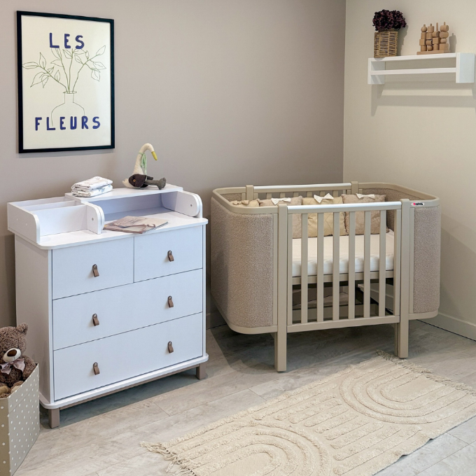 Patut bebe tapitat bucle co-sleeping Victoria 120 × 60 cm – Cappuccino (2)