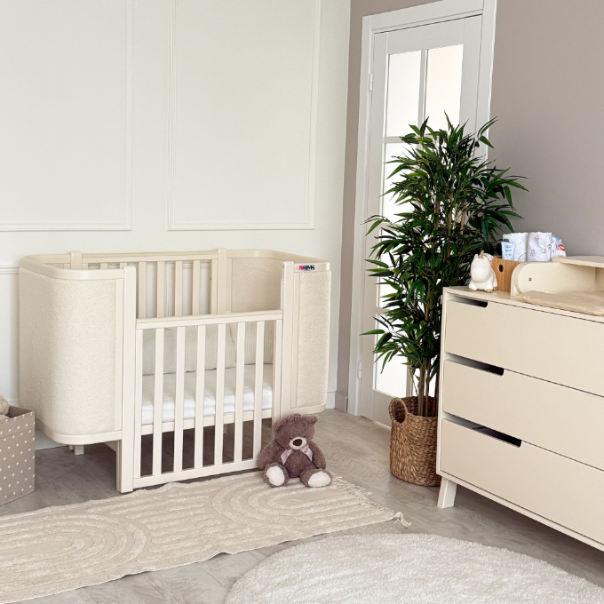 Patut bebe tapitat bucle co-sleeping Victoria 120 × 60 cm – Milky