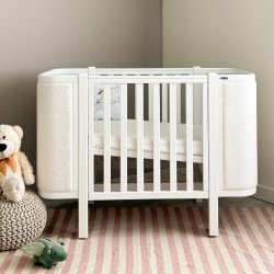 Patut bebe tapitat bucle co-sleeping Victoria 120 × 60 cm – Alb
