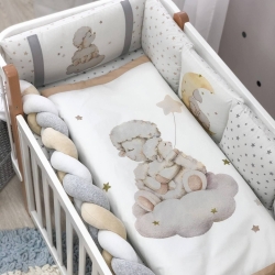 Set de Lenjerie pentru Pătuț Copii, 7 Piese, Baby Oaie Bej