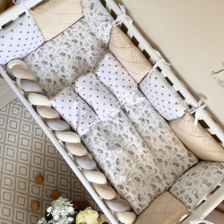 Lenjerie pentru Pat Bebe/Copii cu 7 Piese - Balerina Bej