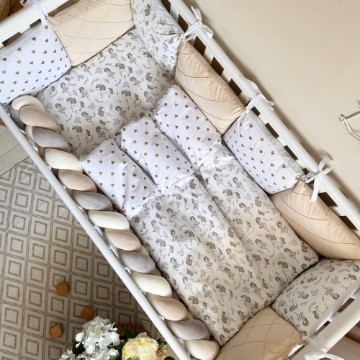 Lenjerie pentru Pat Bebe/Copii cu 7 Piese - Balerina Bej