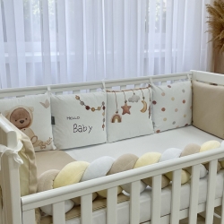 Set Lenjerie Pătuț Bebe 7 Piese "Hello Baby Ursuleț"
