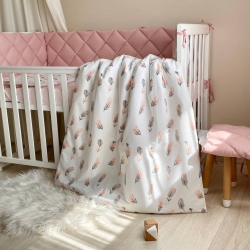 Set Lenjerie Pătuț Bebe/Copii 6 Piese Mix Feather Roz