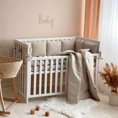 Set lenjerie patut bebe/copii 7 piese Velvet latte