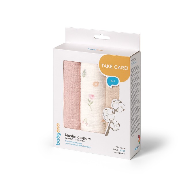 Poza cu Scutece din muselina super soft multicolor, Babyono 3BUC/SET 828/01