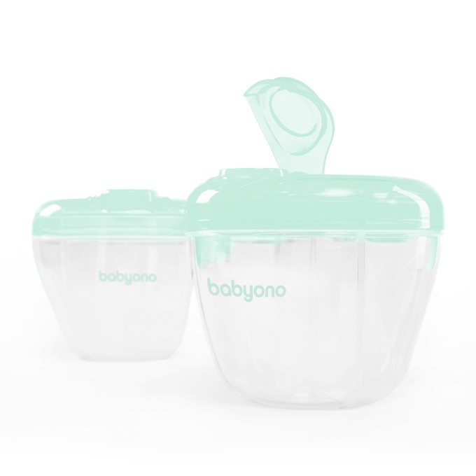 Poza cu Recipient compartimentat pentru lapte praf, verde menta, 1022 Babyono