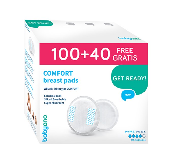 Poza cu Tampoane san, super absorbante, material respirabil, ultra subtire, COMFORT Babyono, albe, 140 bucati, 296/140