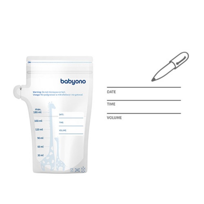 Poza cu Pungi depozitare lapte matern 180ml, 30buc Babyono 1084