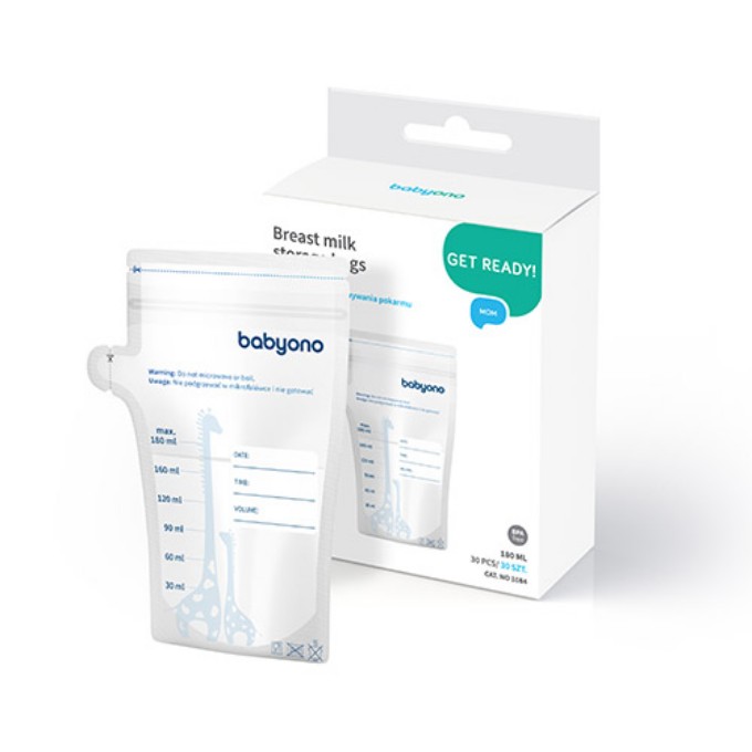 Poza cu Pungi depozitare lapte matern 180ml, 30buc Babyono 1084