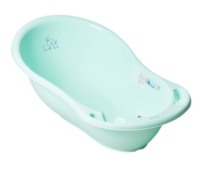 Poza cu Cadita ergonomica pentru bebelusi Tega Baby cu senzor de temperatura si dop pentru scurgere, colectia Micutii Iepurasi, 86 cm, menta KR-004-105