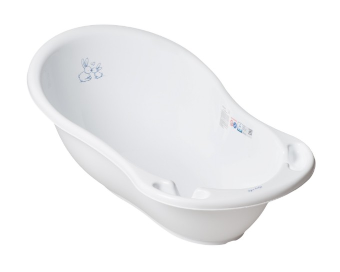 Poza cu Cadita ergonomica pentru bebelusi Tega Baby cu senzor de temperatura si dop pentru scurgere, colectia Micutii Iepurasi, 86 cm, alb KR-004-103