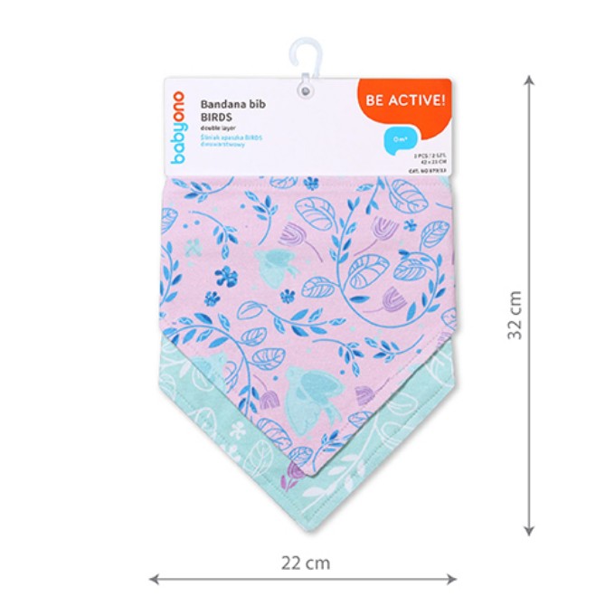 Poza cu Set 2 bucati barbita, esarfa bumbac Babyono 2 in 1 Pasari 879/13