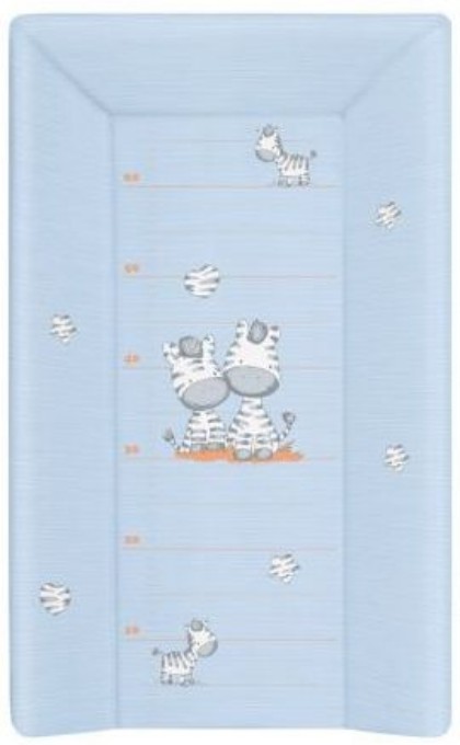 Poza cu Saltea de Infasat cu Capat Inchis 50x70cm, cu Intaritura, Suprafata Moale, Sistem Anti-Alunecare, Ceba Baby, Zebra, albastru, 201-002-160