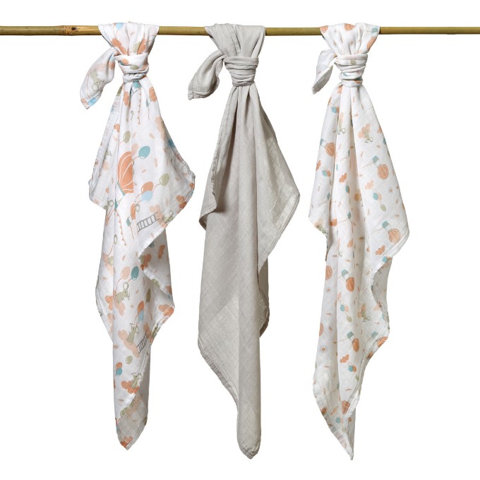Poza cu Scutece muselina natural, set 3 bucati, 70%bambus si 30%bumbac, 70x70 cm, Babyono, 397/09
