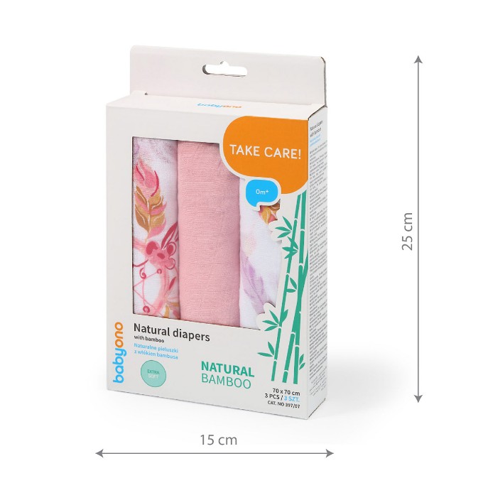 Poza cu Scutec natural din fibre bambus roz Babyono 397/09