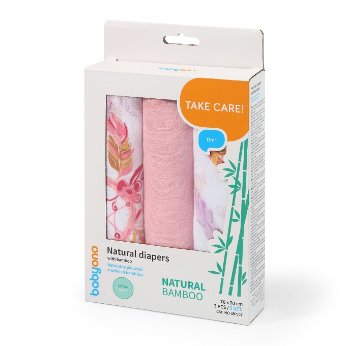 Poza cu Scutec natural din fibre bambus roz Babyono 397/09