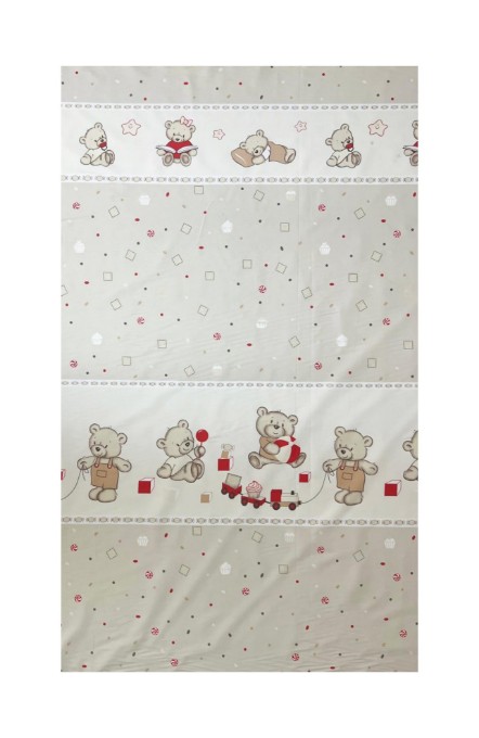 Poza cu Set lenjerie bumbac cu baldachin 8 piese pentru saltea de 120 x 60 cm, Bears&Toys Bej, Beberoyal, LJ-008-110