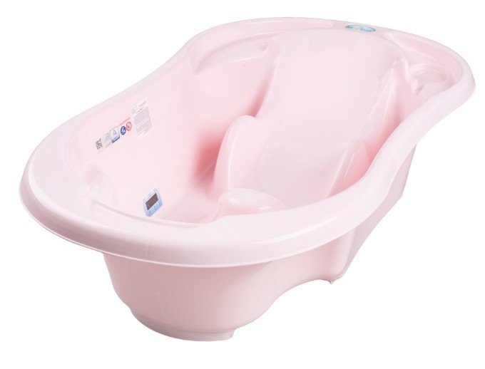 Poza cu Cadita anatomica si ergonomica pentru bebelusi Tega Baby cu senzor de temperatura si dop pentru scurgere, roz pal TG-011-104