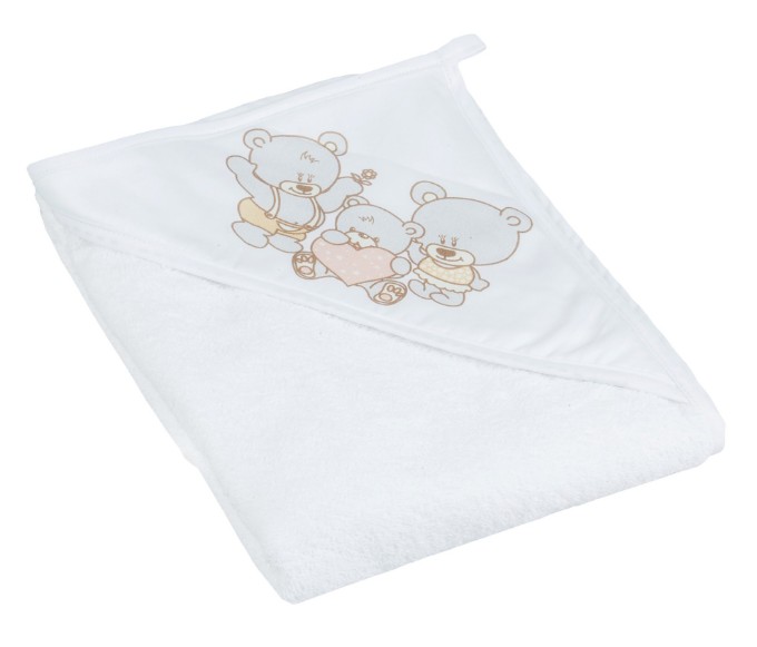 Poza cu Prosop cu gluga din bumbac 80x80 cm, Tega Baby, colectia Ursuletul Teddy, alb MS-014-118