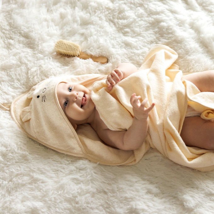 Poza cu Prosop baie bambus cu gluga 100 x 100 cm Babyono crem 1553/07