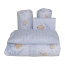 Poza cu Set lenjerie bumbac 7 piese pentru saltea de 120 x 60 cm, Ursuleti, Beberoyal, LJ007P-120-016