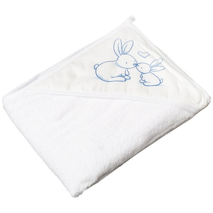 Poza cu PROSOP BAIE CU GLUGA 'LITTLE BUNNIES' 100X100CM ALB KR-008-103