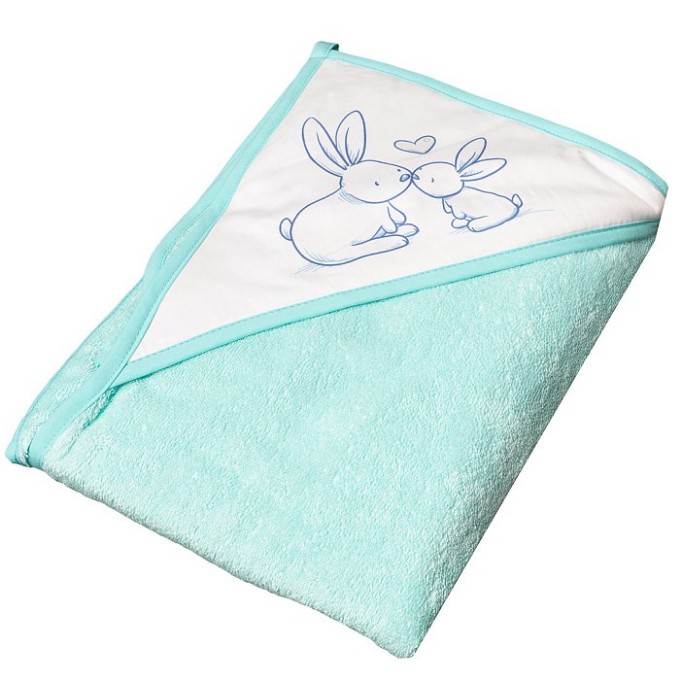 Poza cu PROSOP BAIE CU GLUGA 'LITTLE BUNNIES' 100X100CM VERDE KR-008-105