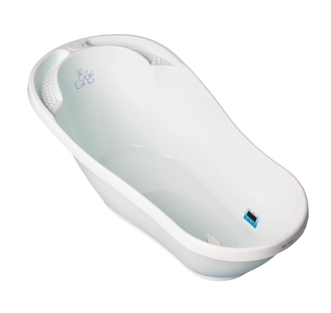 Poza cu Cadita ergonomica pentru bebelusi Tega Baby cu senzor de temperatura si dop pentru scurgere, colectia Micutii Iepurasi, 92 cm, menta KR-011-105