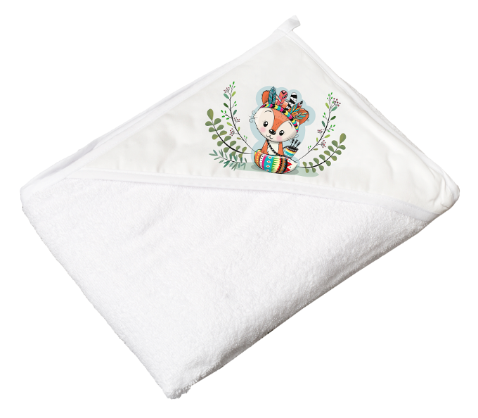 Poza cu Prosop cu gluga din bumbac 100x100 cm, colectia Wild&Free, vulpe, alb DZ-008-100x100-103V