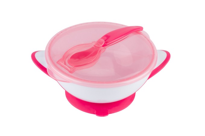Poza cu Castron cu ventuza si lingurinta roz Babyono 1063/03