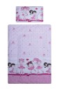 Poza cu Set lenjerie bumbac 7 piese pentru saltea de 120 x 60 cm, Balerina fond roz, Beberoyal, LJ007P-120-081
