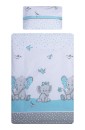 Poza cu Set lenjerie bumbac cu baldachin 8 piese pentru saltea de 120 x 60 cm, Elefant&Birds Blue, Beberoyal, LJ-008-103
