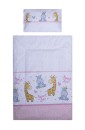 Poza cu Set lenjerie bumbac cu baldachin 8 piese pentru saltea de 120 x 60 cm, Hippo&Giraffe Roz, Beberoyal, LJ-008-114