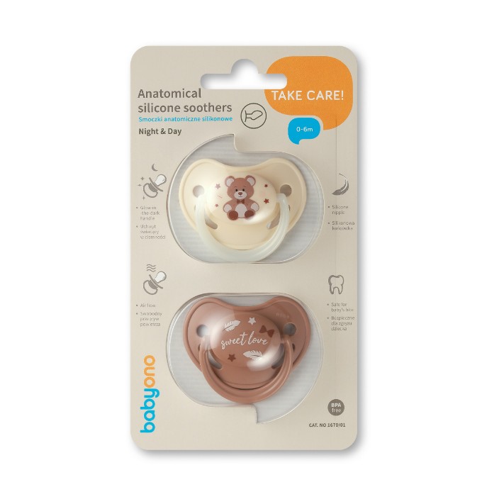 Poza cu Suzetă anatomică din silicon 0-6 m, Babyono, 1670/01
