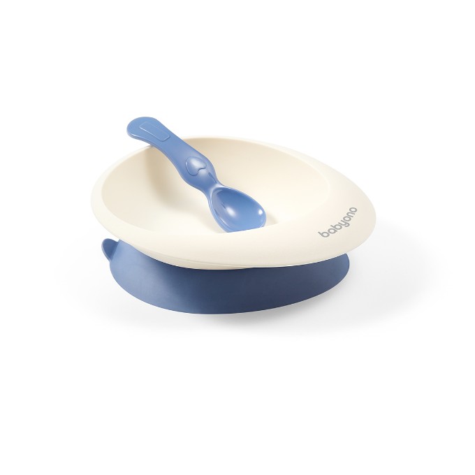 Poza cu Set castron si lingurita cu ventuza copii albastru Babyono 1077/01