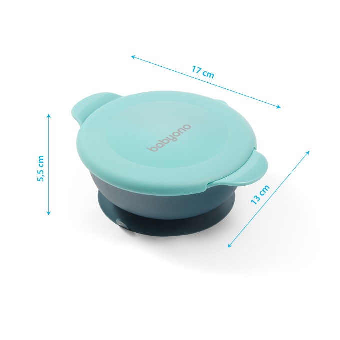 Poza cu Set castron si lingurita cu ventuza si capac copii verde Babyono 1078