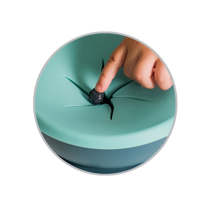Poza cu Set castron si lingurita cu ventuza si capac copii verde Babyono 1078