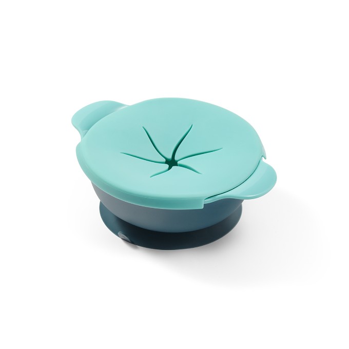 Poza cu Set castron si lingurita cu ventuza si capac copii verde Babyono 1078