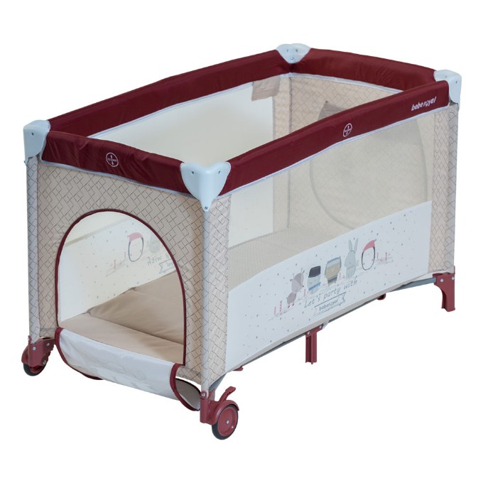 Poza cu PATUT PLIABIL 2 NIVELE SI ACCESORII BEBE ROYAL 201 ROZ