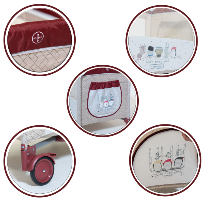 Poza cu PATUT PLIABIL 2 NIVELE SI ACCESORII BEBE ROYAL 201 ROZ