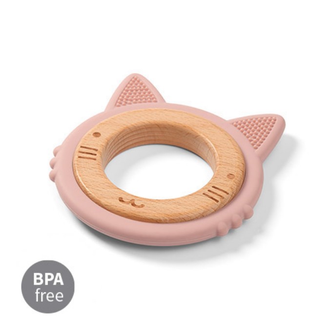Poza cu Inel de dentitie silicon&lemn Babyono pisica roz 1076/02