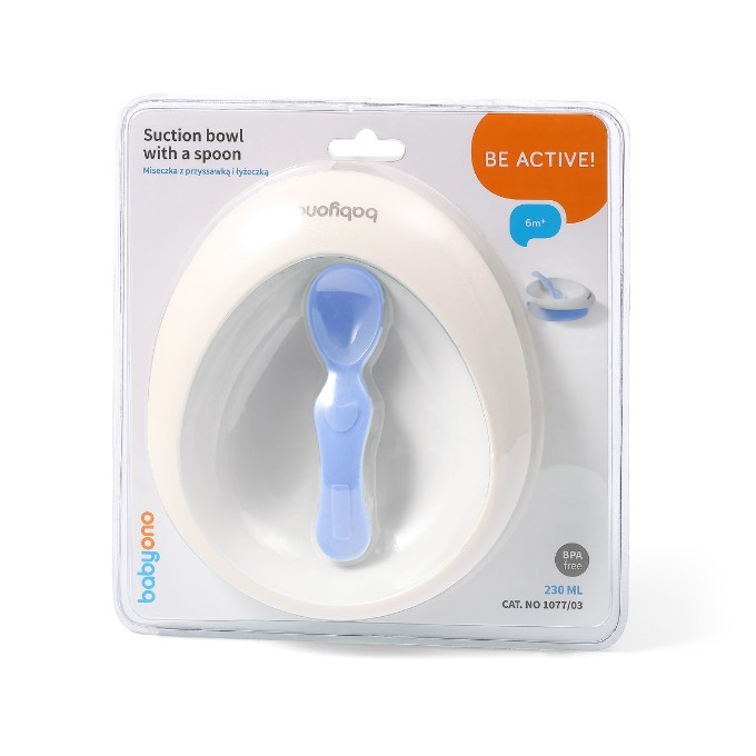 Poza cu Set castron si lingurita cu ventuza copii albastru Babyono 1077/04