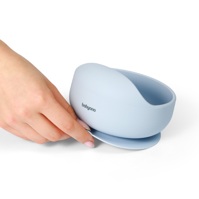 Poza cu Bol din silicon cu ventuza pentru copii Babyono albastru 1481/01