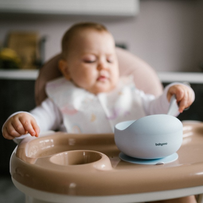 Poza cu Bol din silicon cu ventuza pentru copii Babyono albastru 1481/01