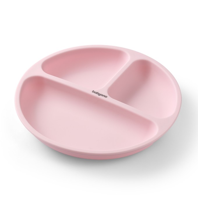 Poza cu Farfurie din silicon cu ventuza pentru copii Babyono roz 1482/02