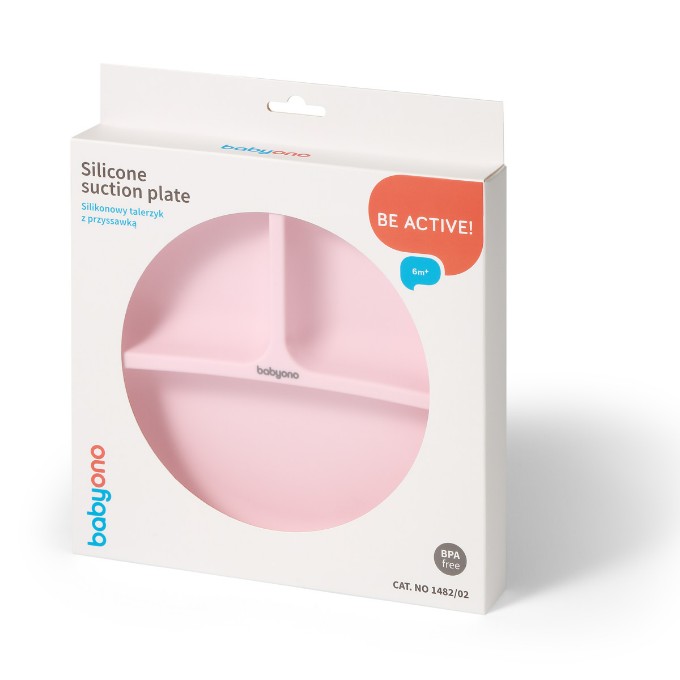 Poza cu Farfurie din silicon cu ventuza pentru copii Babyono roz 1482/02